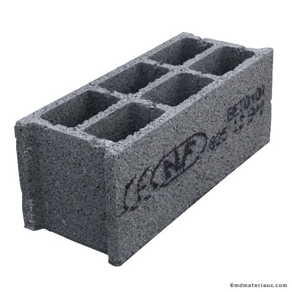 Bloc Béton 20x20x50 cm creux NF l'u